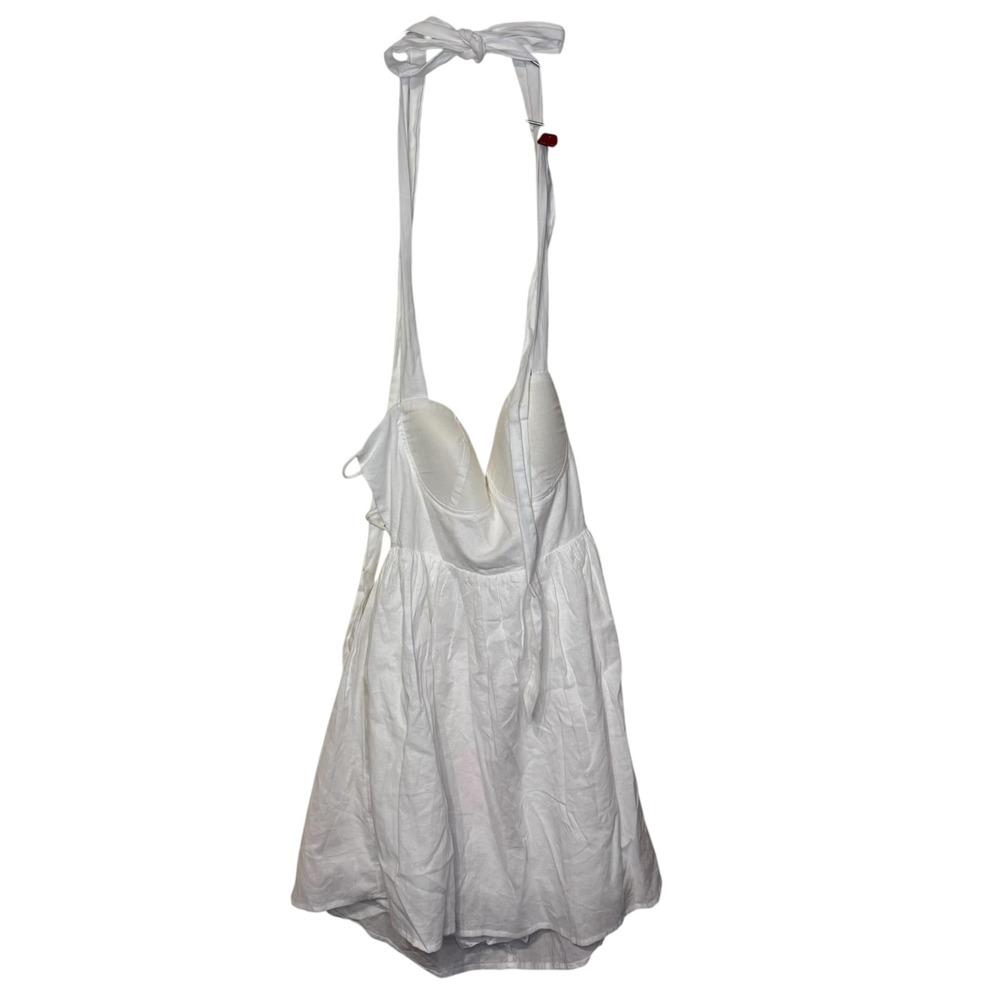 Hello Molly Womens Dress Halter Tie Neck Linen Blend White Y2K Coquette L NWT